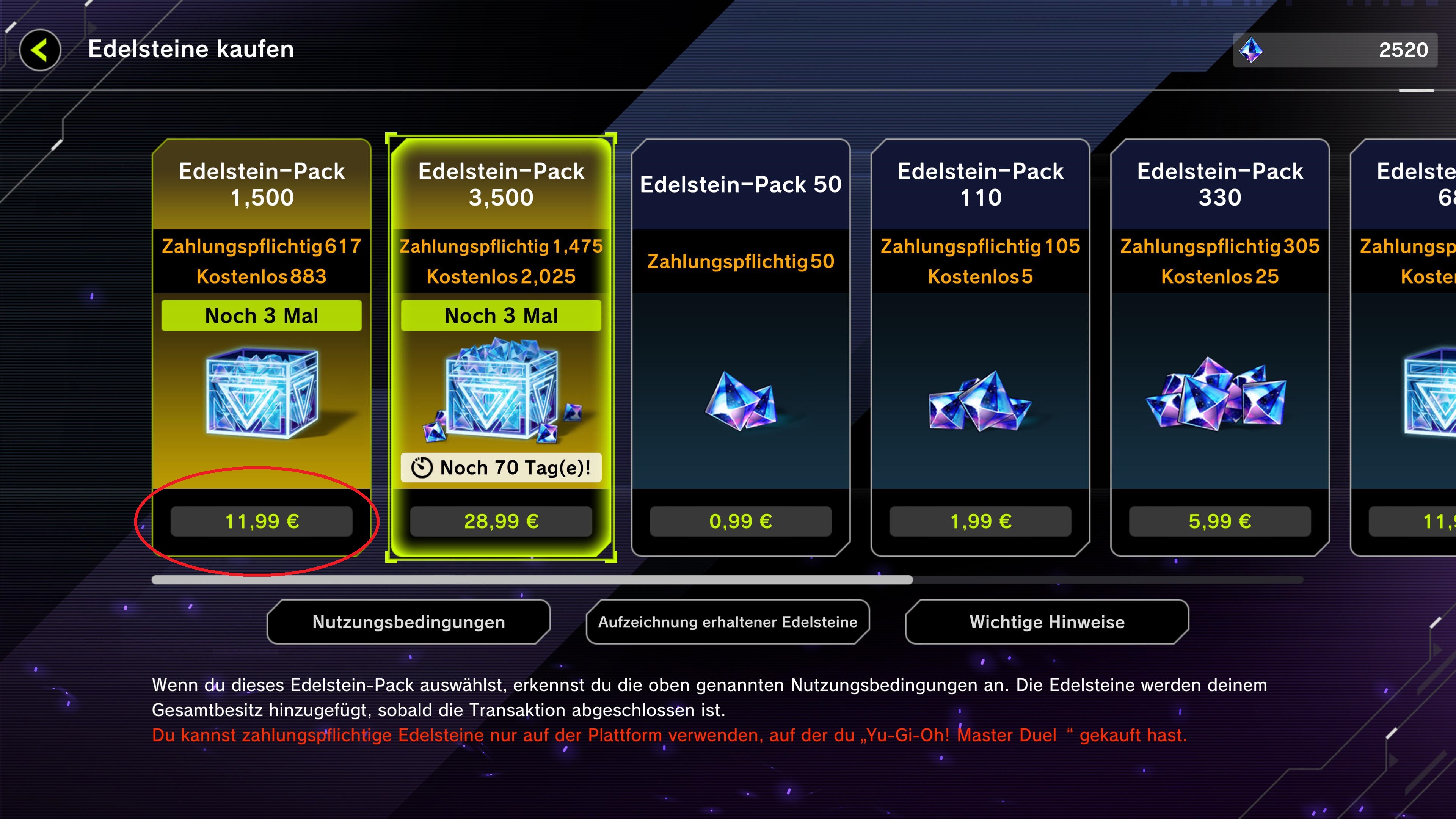 Step 3: Select the package you want to buy