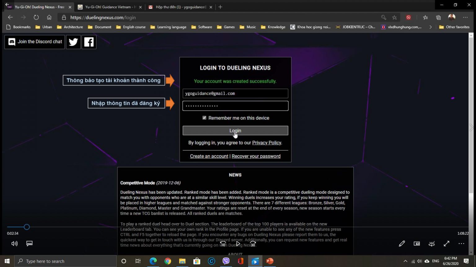 Dialog box to fill in game access information